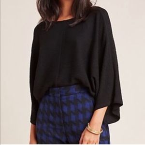 ANTHROPOLOGIE Maeve Claire Black Dolman Sleeve Oversized Pullover Blouse XL